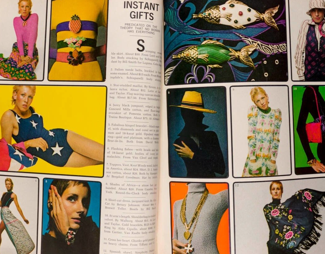 Twiggy HILDEGARD NEF Woody Allen HARPERS December 1971 Cybill Shepherd GUCCI vtg