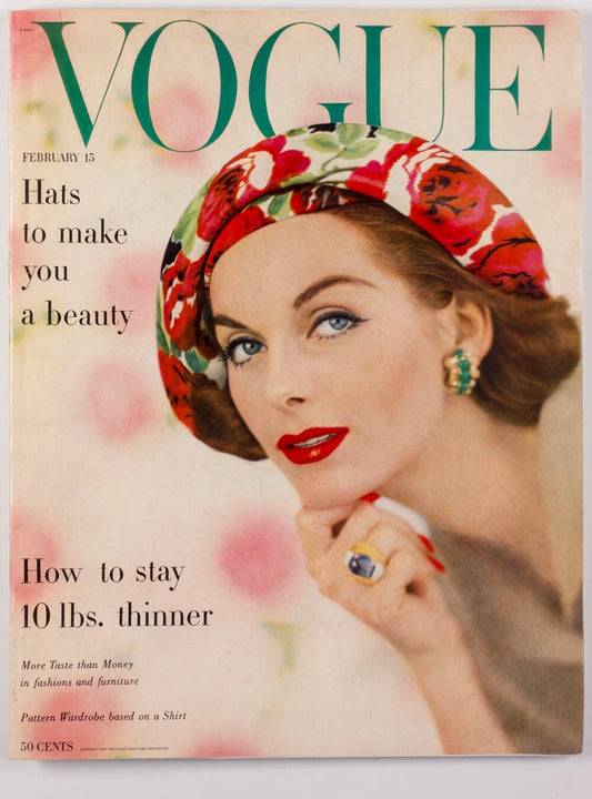 Anne St. Marie KAREN RADKAI Hats VOGUE magazine February 1957 Mid-Century modern