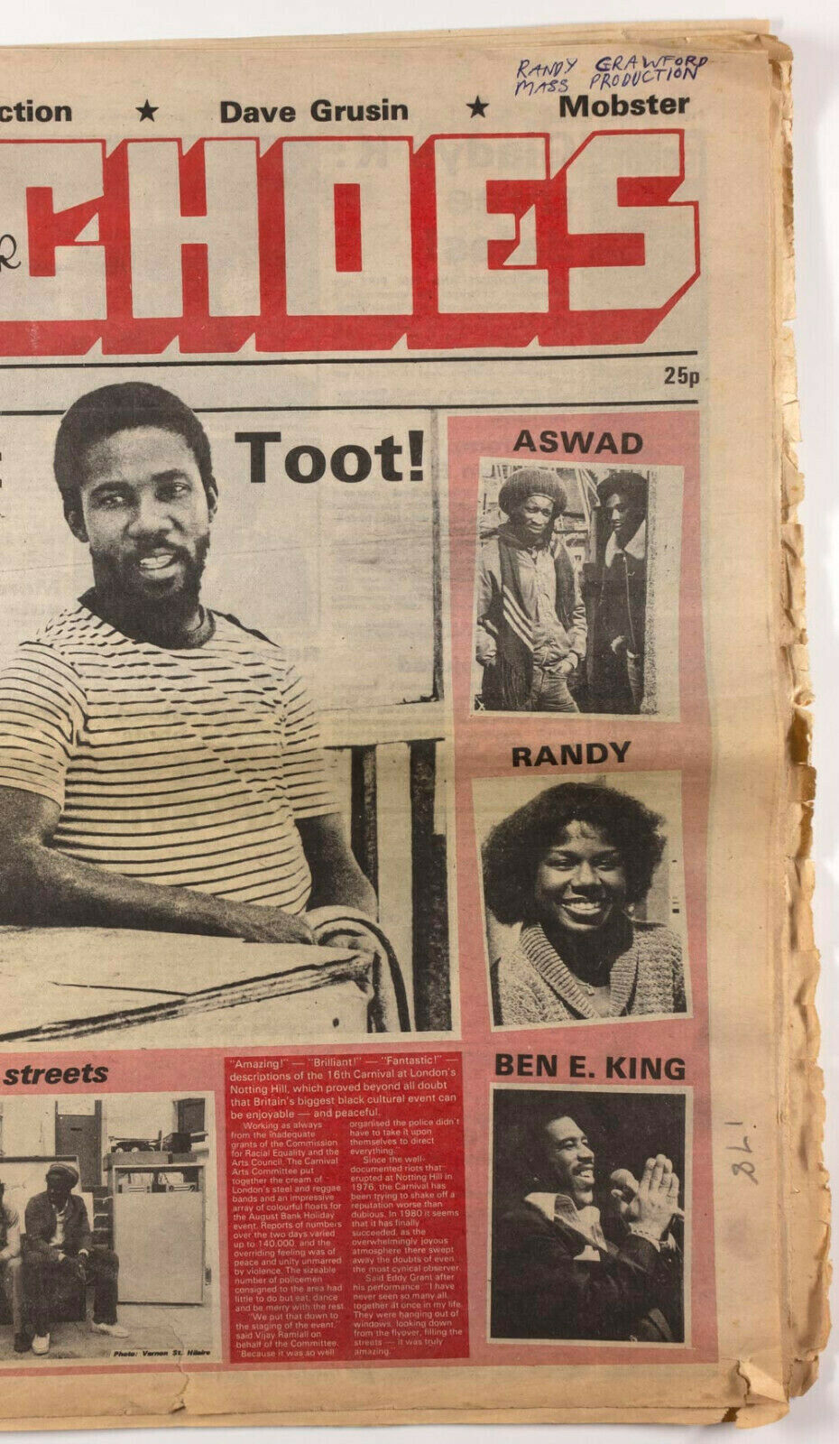 TOOTS & THE MAYTALS Randy Crawford ASWAD Quincy Jones UB40 Black Echoes magazine