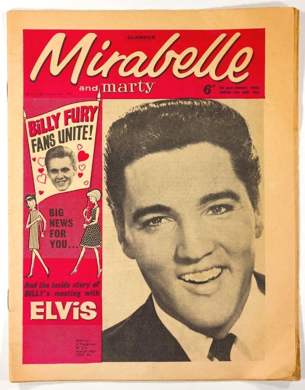 ELVIS PRESLEY The King meets BILLY FURY Mirabelle magazine June 15th 1963 vtg