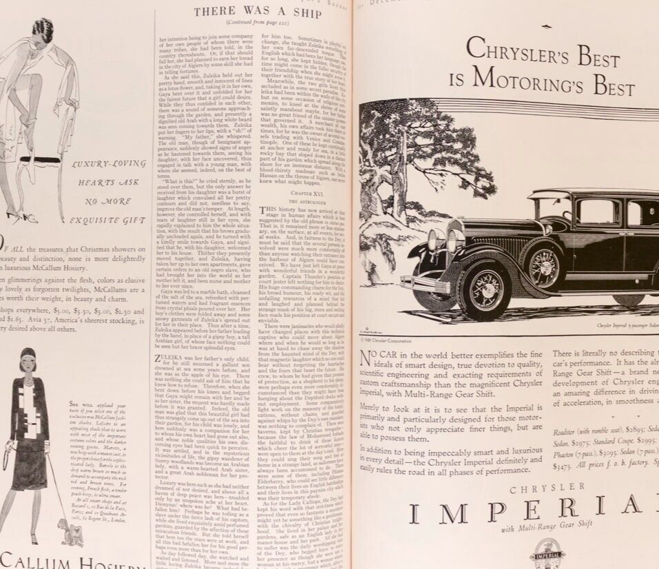 Erte BARON DE MAYER Lanvin HARPERS BAZAAR December 1929 Marmon ALEC WAUGH Worth