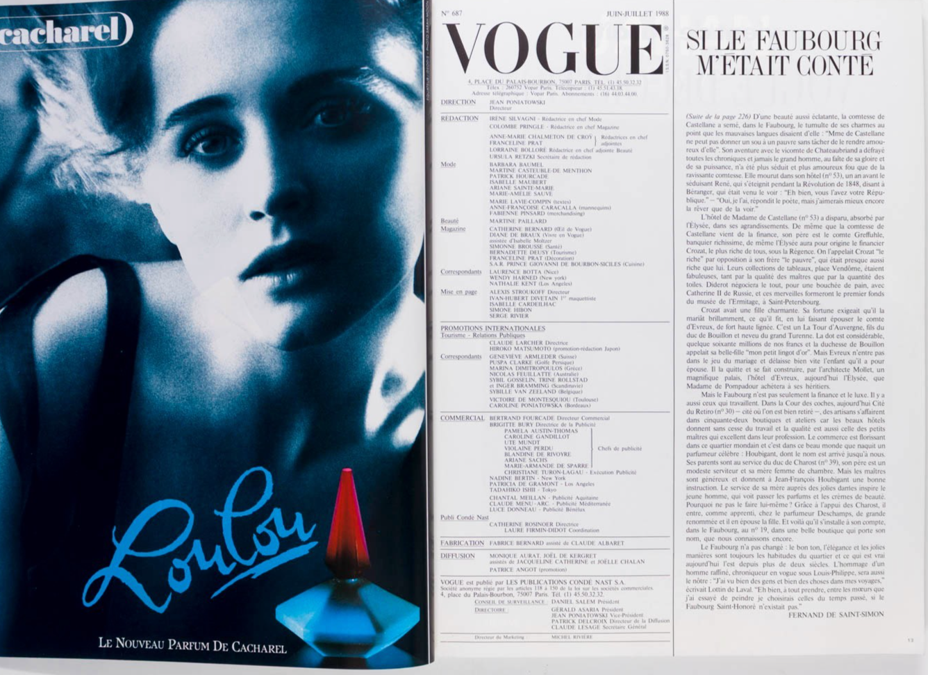 PRINCESS CAROLINE Guy Bourdin SARAH MOON Ellen Von Unwerth PARIS VOGUE June 1988