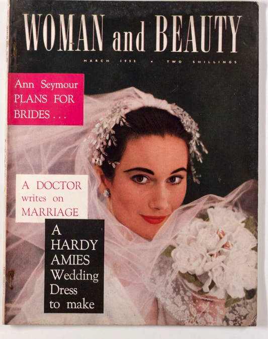 Hardy Amies RENE GRUAU Mouchy WOMAN & BEAUTY magazine 1955 March ANN SEYMOUR Ett