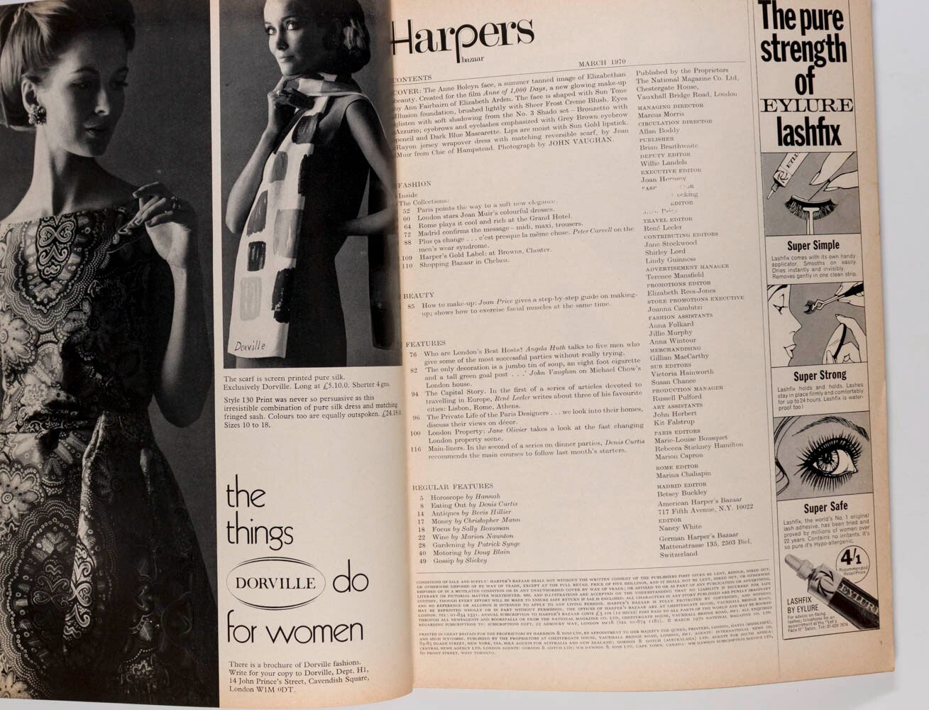 Designers at home RICHARD NEVILLE Caroline Munro HARPERS March 1970 Jules Crahay