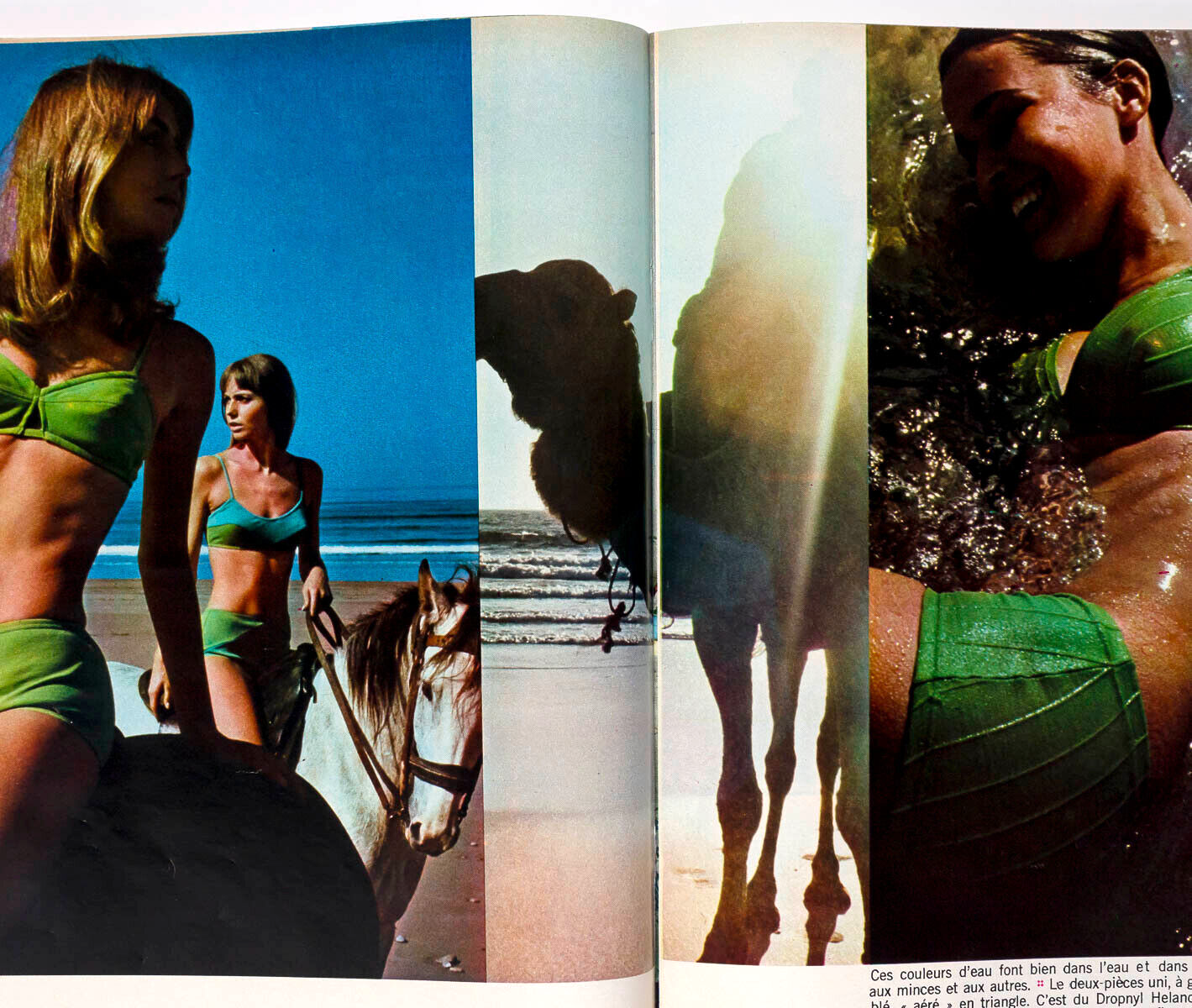 Swimwear MICHELE MERCIER Morocco SYLVIE VARTAN Anouk Aimee  FRENCH ELLE magazine