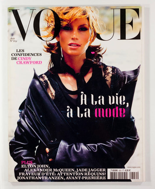 Cindy Crawford ALEXANDER MCQUEEN Elton John PARIS VOGUE August 2002 Jade Jagger