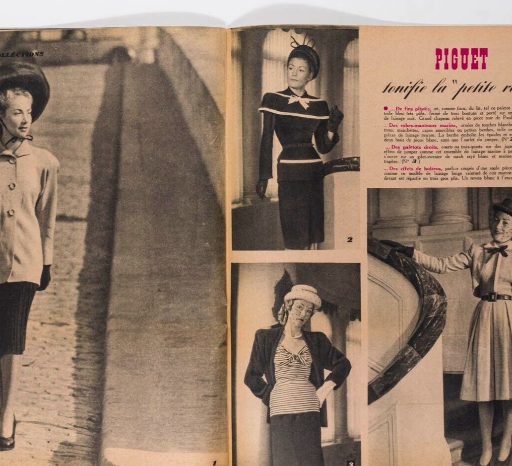 Rene Gruau SCHIAPARELLI Lucien Lelong ELLE FRANCE April 1946 Ballet Russes VTG