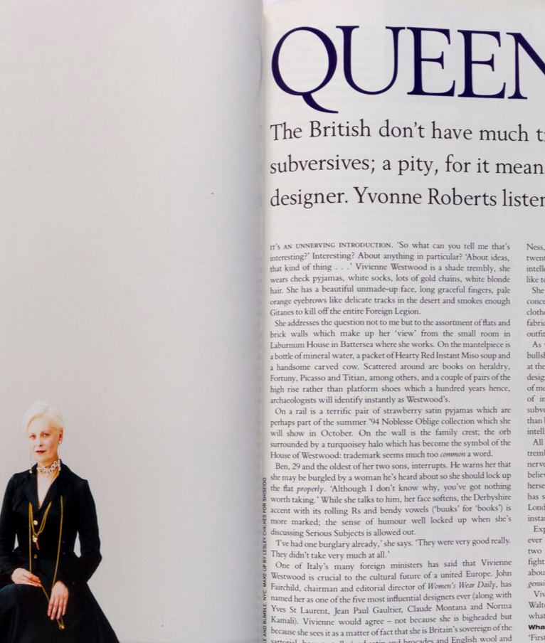 Kate Moss EMMA BALFOUR Vivienne Westwood HARPERS & QUEEN October 1993 David Sims