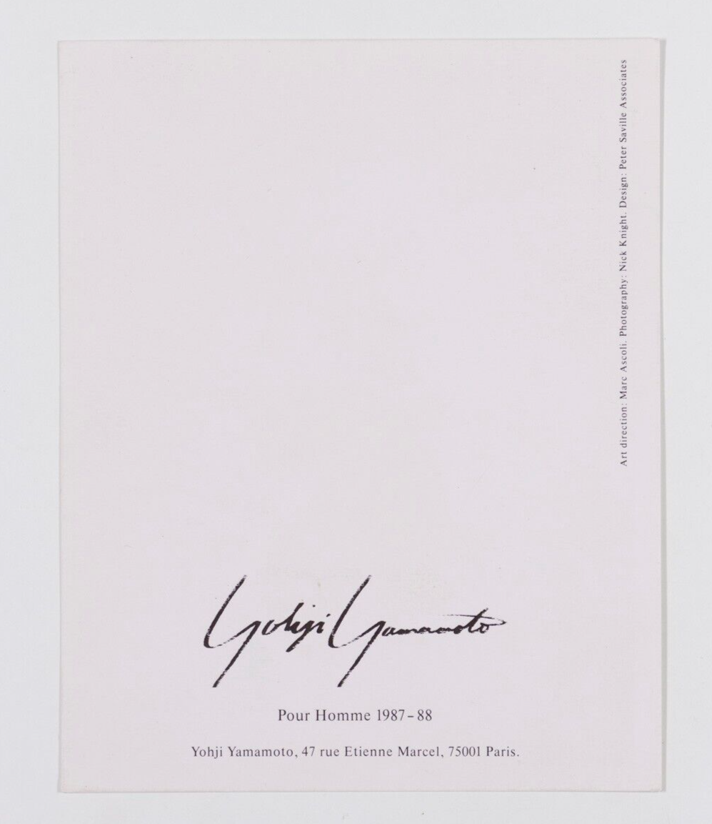Yohji Yamamoto POUR HOMME postcard NICK KNIGHT Peter Saville MARC ASCOLI catalog