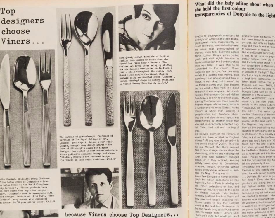 Donyale Luna PETER KNAPP Mary Quant T.U.C. Snowdon SUFFOLK Sunday Times magazine