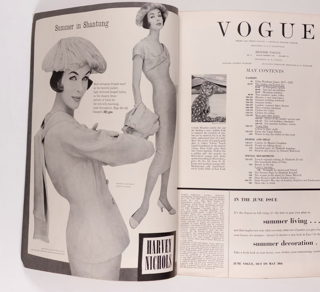 NORMAN PARKINSON Wenda CARL ERICKSON Vogue May 1957 Colette RENE GRUAU Stemp VTG