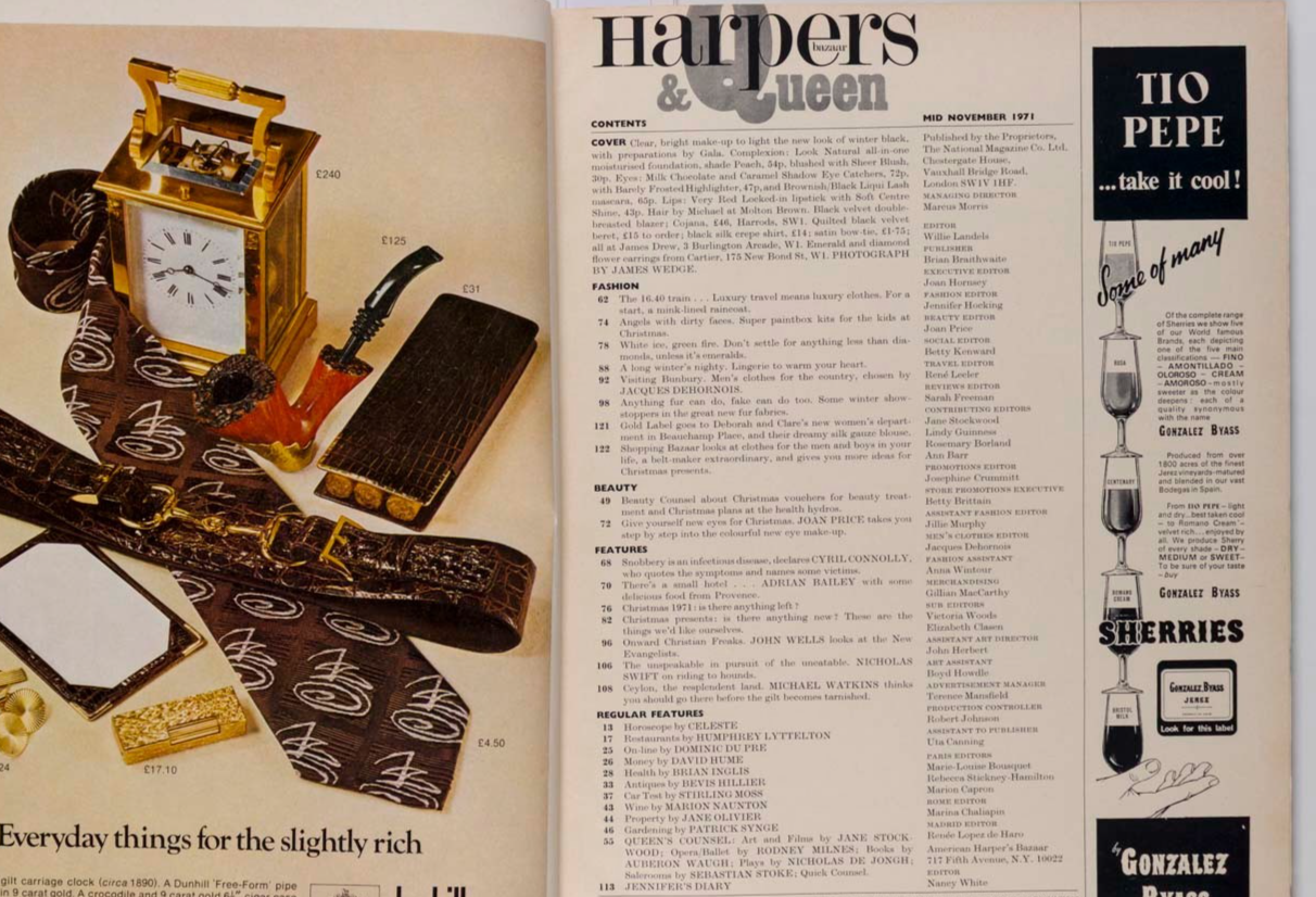 CATHEE DAHMEN Ann Turkel JAMES WEDGE Harper's Bazaar 1971 November LOUIS VUITTON