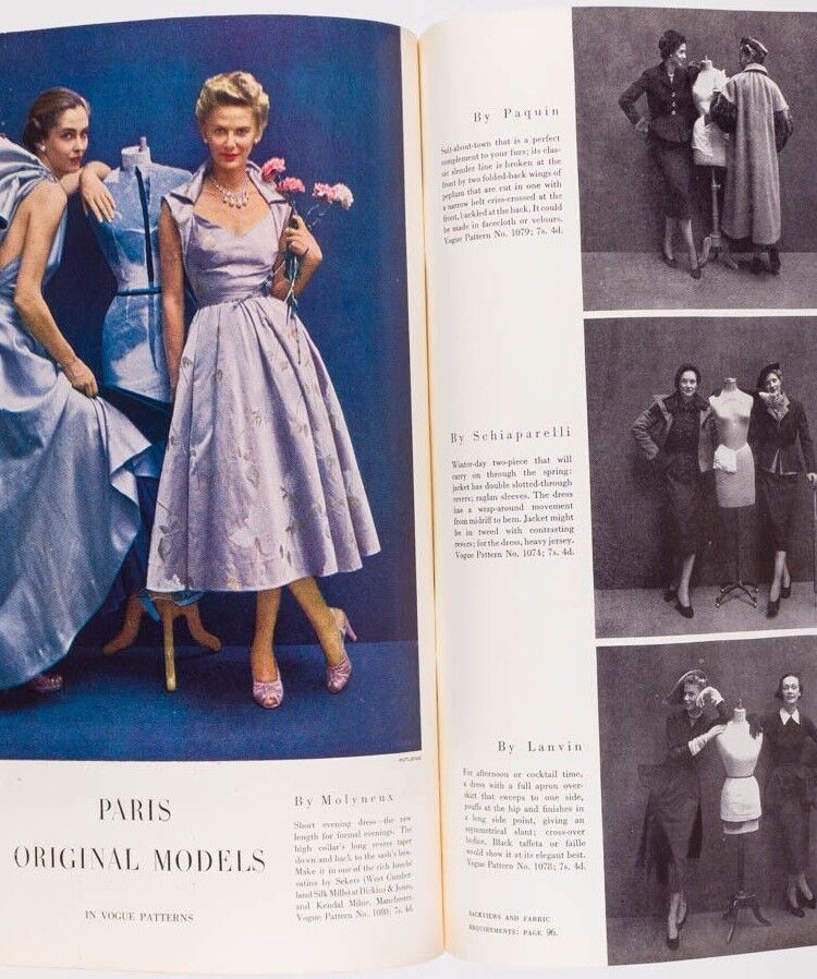 IRVING PENN Cecil Beaton SCHIAPARELLI Lady Birley PATTERNS vtg VOGUE 1950 Xmas