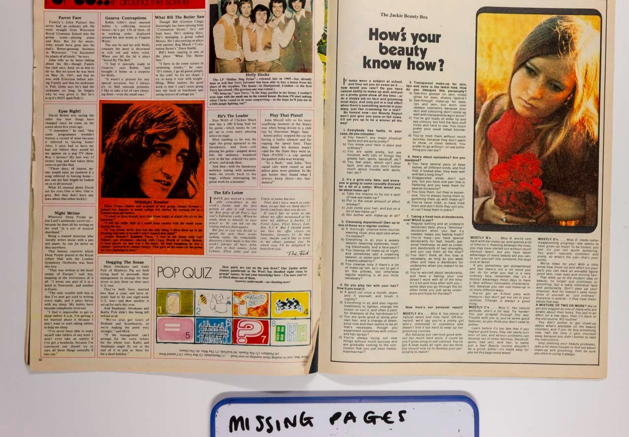 John Lennon MARY FARRIN Tremeloes HOLLIES Jackie 7 February 1970 Atomic Rooster