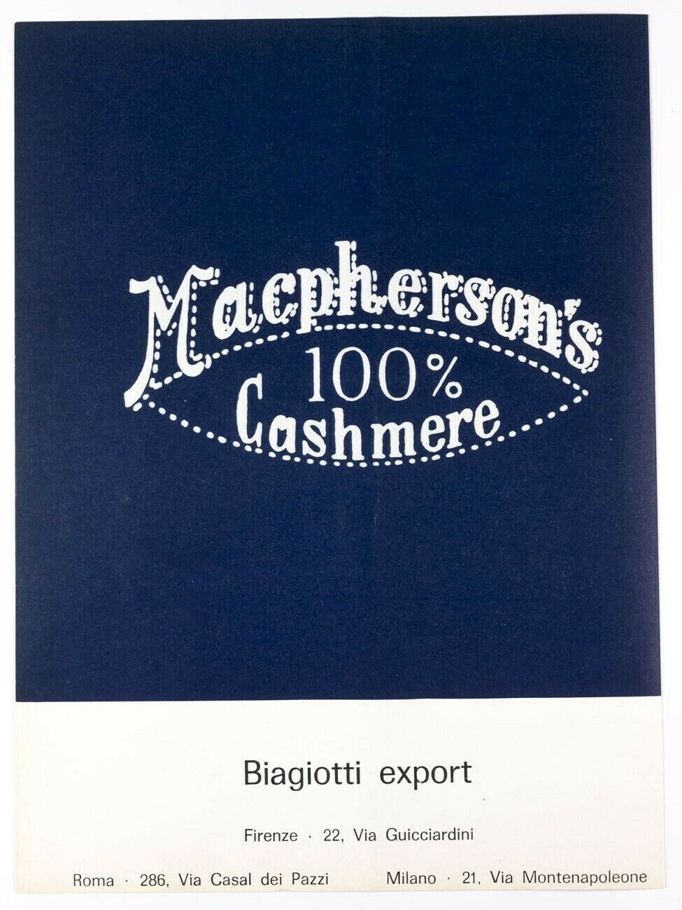 Rene Gruau LAURA BIAGIOTTI fashion ad 1 MAGAZINE PAGE Macpherson's Cashmere ROMA