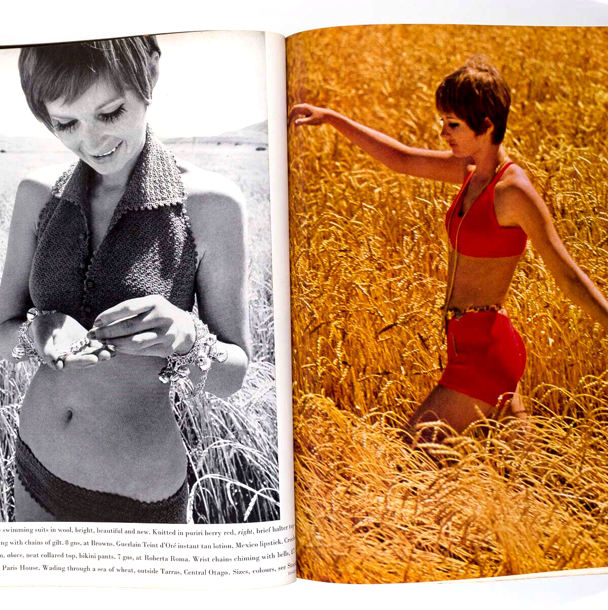 FAYE DUNAWAY Anjelica Huston TREVOR NUNN Helmut Newton NZ Vogue May 1968 BARDOT