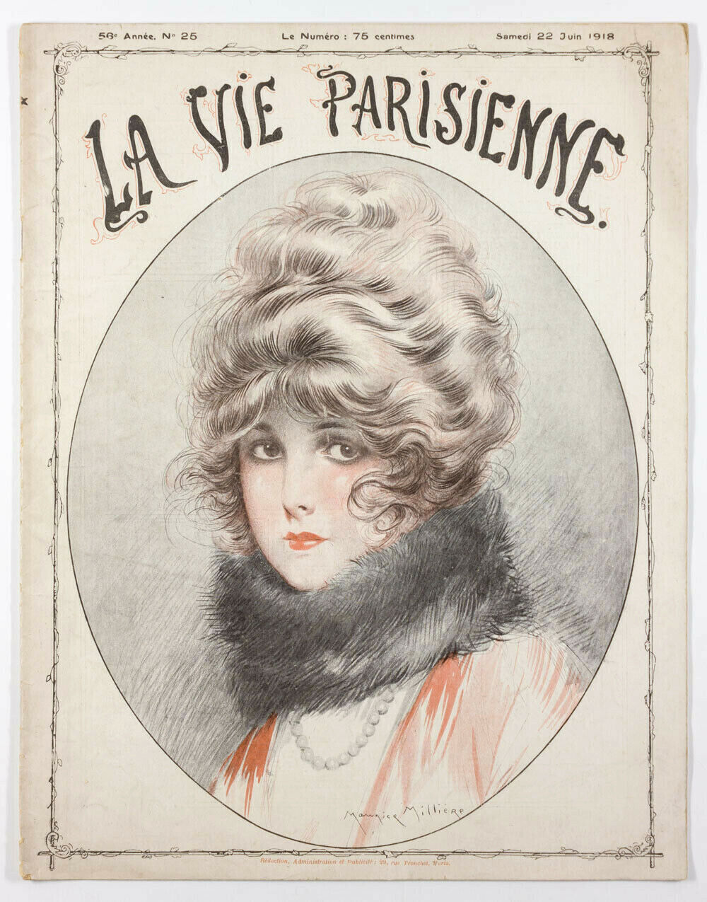 MAURICE MILLIERE La Vie Parisienne ILLUSTRATED magazine 22nd June 1918 vtg PARIS