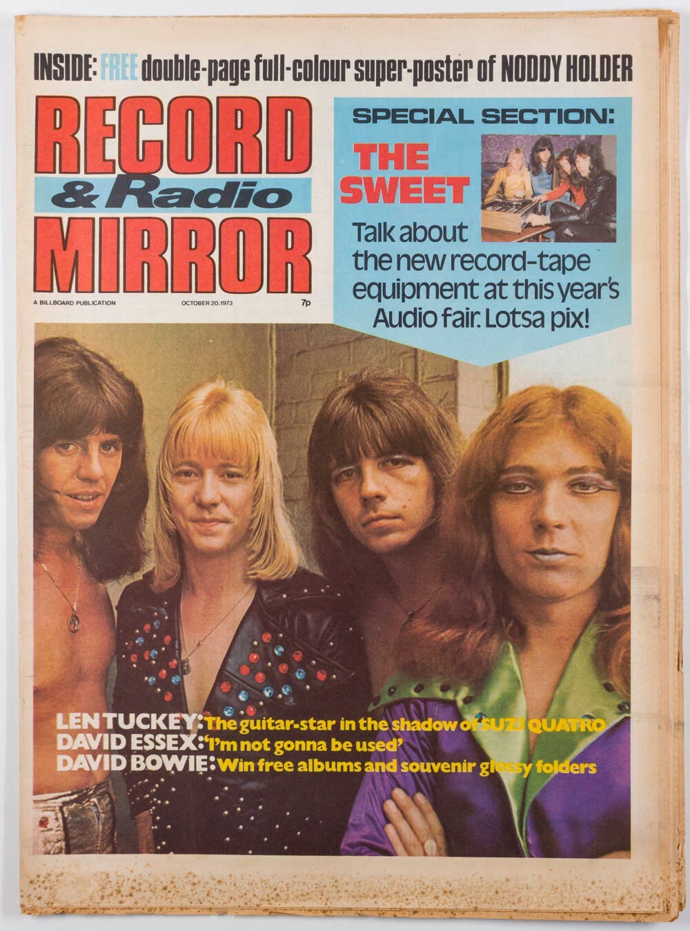 THE SWEET Bowie TWIGGY Record Mirror magazine October 1973 New York Dolls SLADE