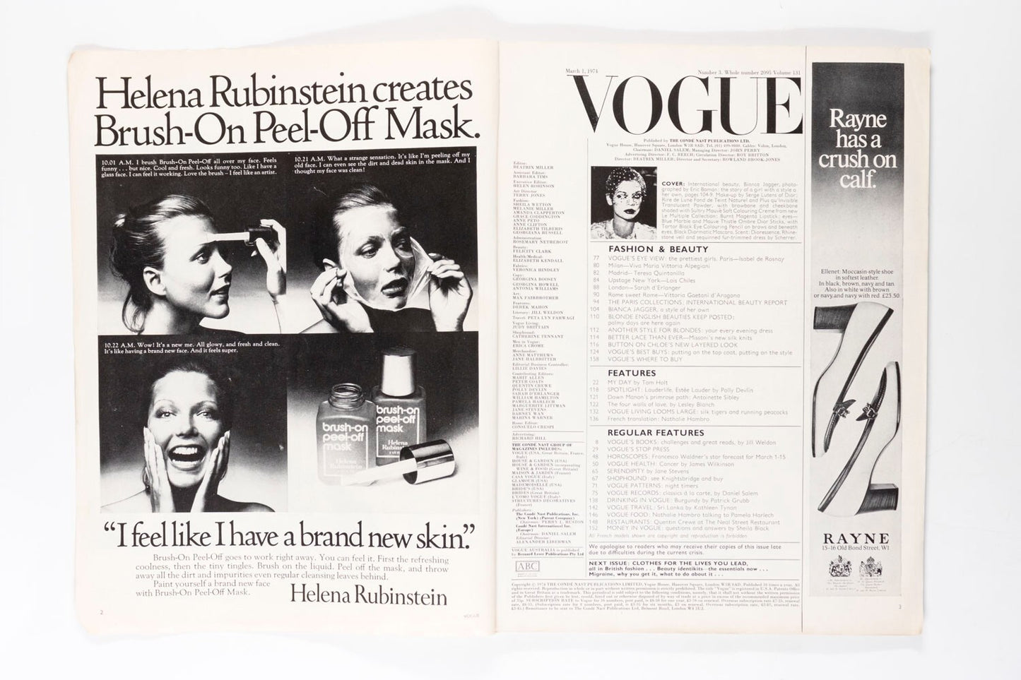 Bianca Jagger HELMUT NEWTON Norman Parkinson VOGUE March 1974 Marie Helvin CHLOE