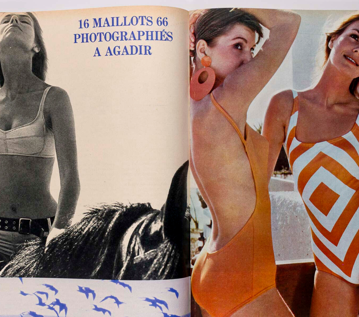 Swimwear MICHELE MERCIER Morocco SYLVIE VARTAN Anouk Aimee  FRENCH ELLE magazine