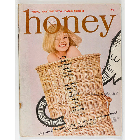 Honey Magazine UK March 1964 Plain girls Elephant Illustration Pets