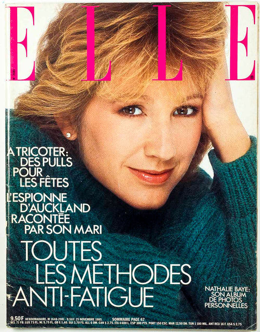 Nathalie Baye RAINBOW WARRIOR NZ Knitwear  ELLE magazine November 1985