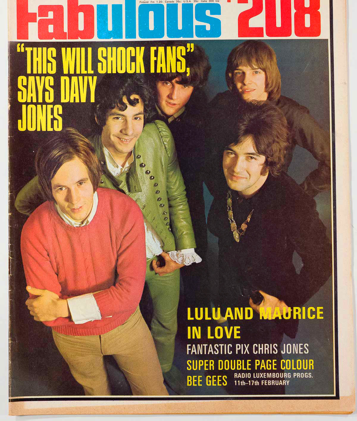 Monkees DAVY JONES Maurice Gibb LULU Bee Gees Fabulous 208 magazine