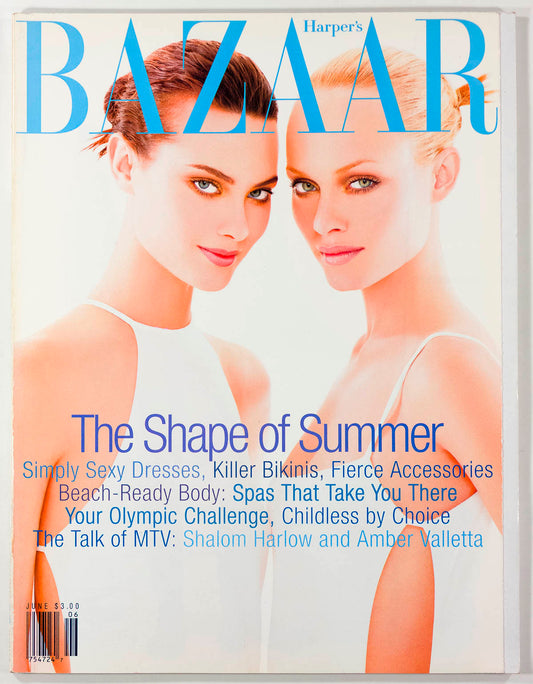 Shalom Harlow AMBER VALLETTA Alexander McQueen HARPERS June 1996 Peter Duchin US