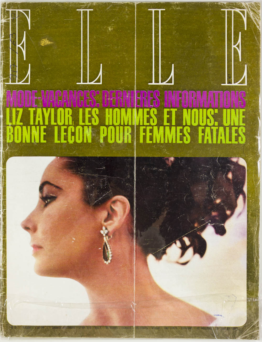 ELIZABETH TAYLOR Richard Burton WILLIAM CONNORS Elle magazine July 1963