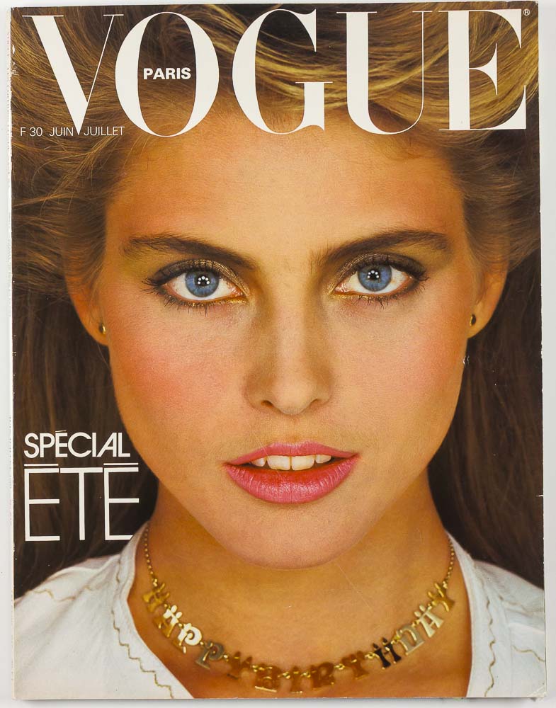 Kim Alexis GUY BOURDIN HAPPY BIRTHDAY NECKLACE Paris Vogue June July 1981