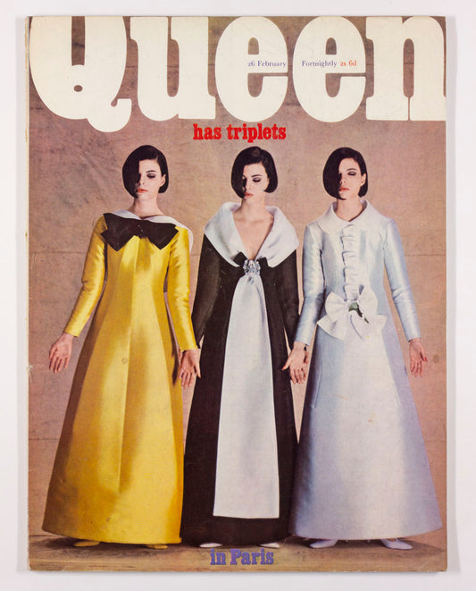 Triplets PARIS COLLECTIONS Norman Parkinson QUEEN MAGAZINE 26 Feb 1964