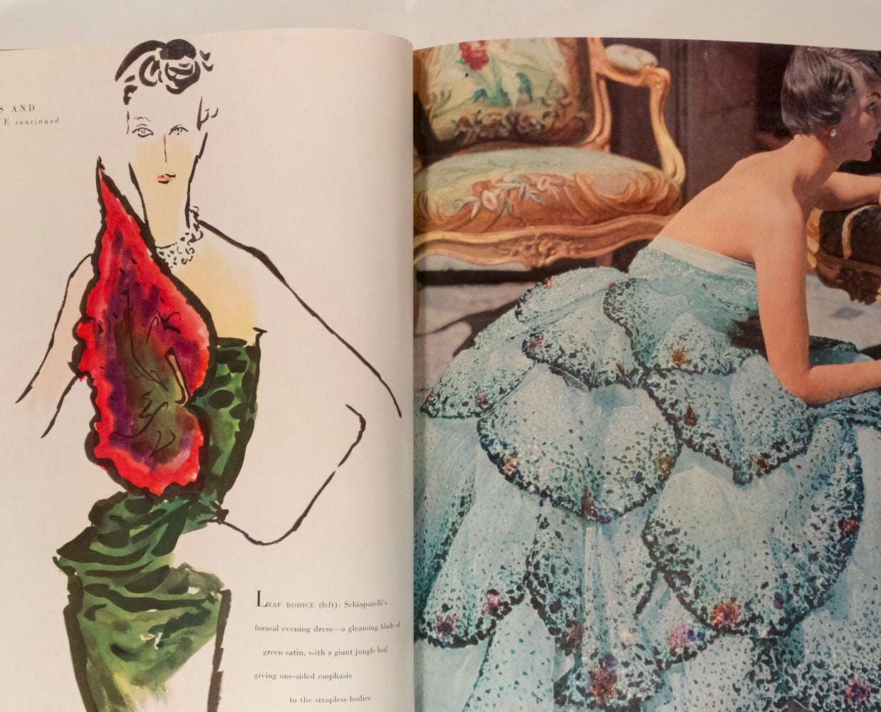 UK VOGUE December 1949 Eugene Berman HORST Dior Junon dress VERTES