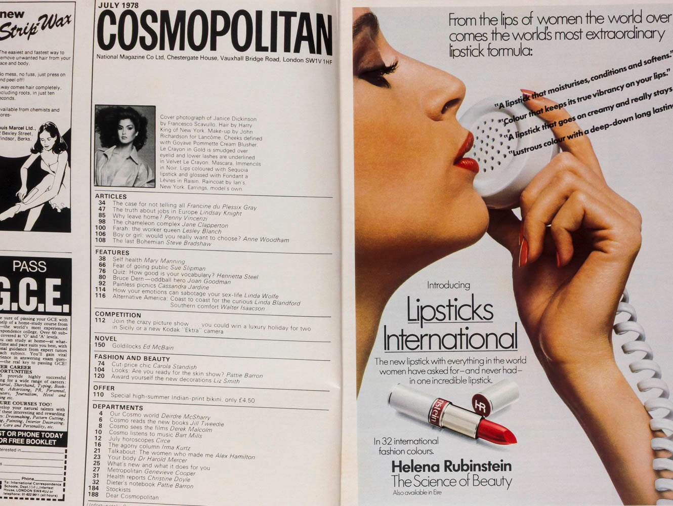 Janice Dickinson FARAH IRAN Bitten Knudsen COSMPOLITAN July 1978