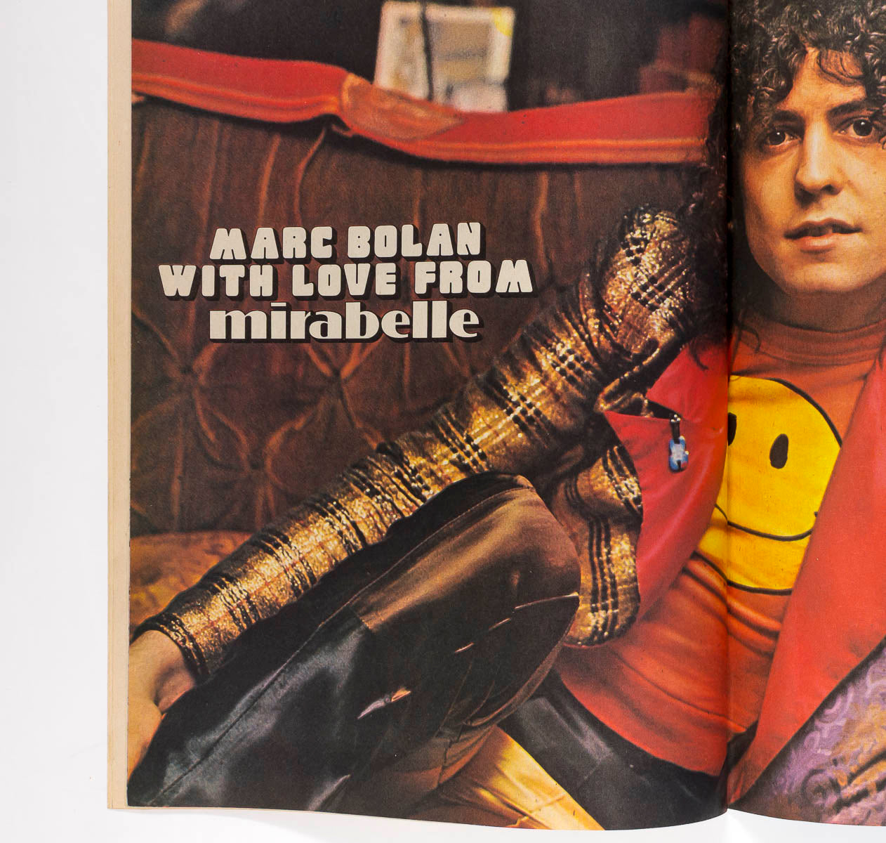 MARC BOLAN Smiley T Shirt JACK WILD 1970's Mirabelle fashion magazine