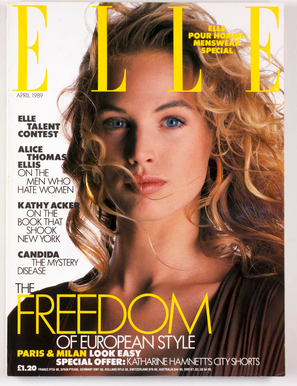JOANNA RHODES Vendela Kirsebom HOMME Claudia Schiffer ELLE April 1989