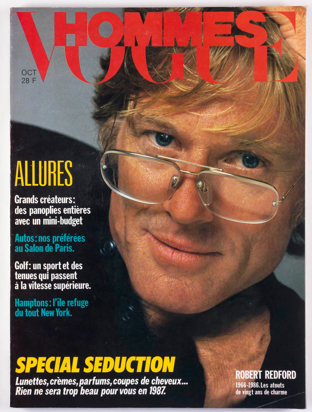 Robert Redford THE HAMPTONS Sunglasses VOGUE HOMMES October 1986 Men's