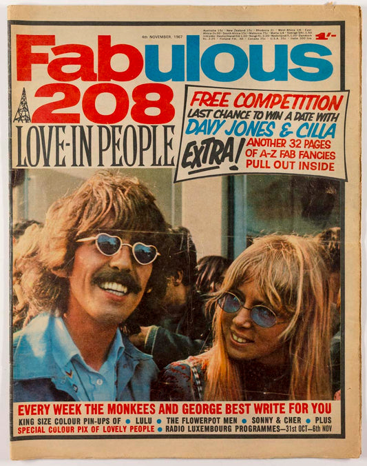 PATTIE BOYD George Harrison CHER Fabulous 208 magazine 4 November 1967