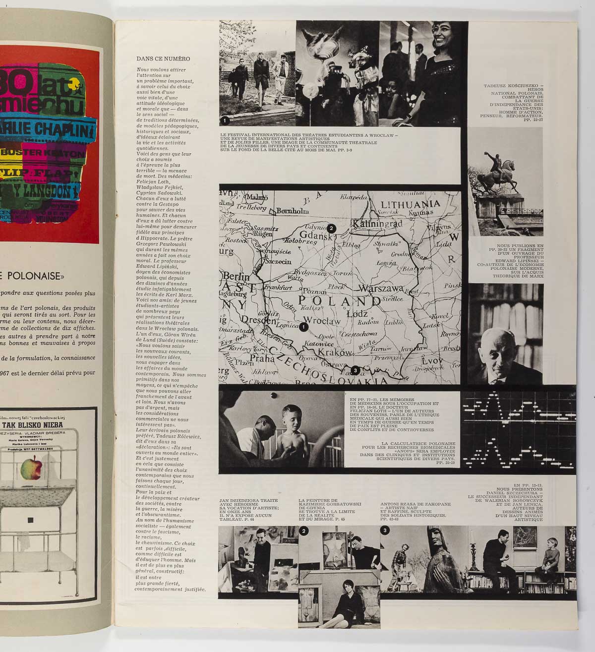 POLAND LA POLAGNE August 1967 Roman Cieslewicz illustrated magazine