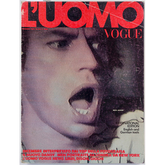 L'UOMO VOGUE Mick Jagger ALDO FALLAI Peter Lindbergh DECEMBER 1981