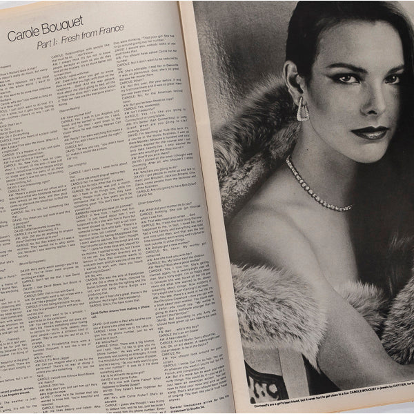 Carole Bouquet ISABELLE HUPPERT Peter Tosh INTERVIEW magazine 1978 Nov