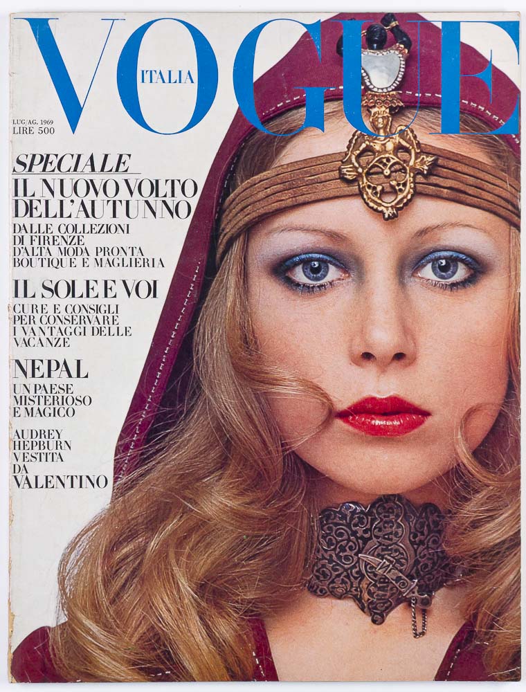 PATTIE BOYD Audrey Hepburn TWIGGY Penelope Tree VOGUE ITALIA July 1969