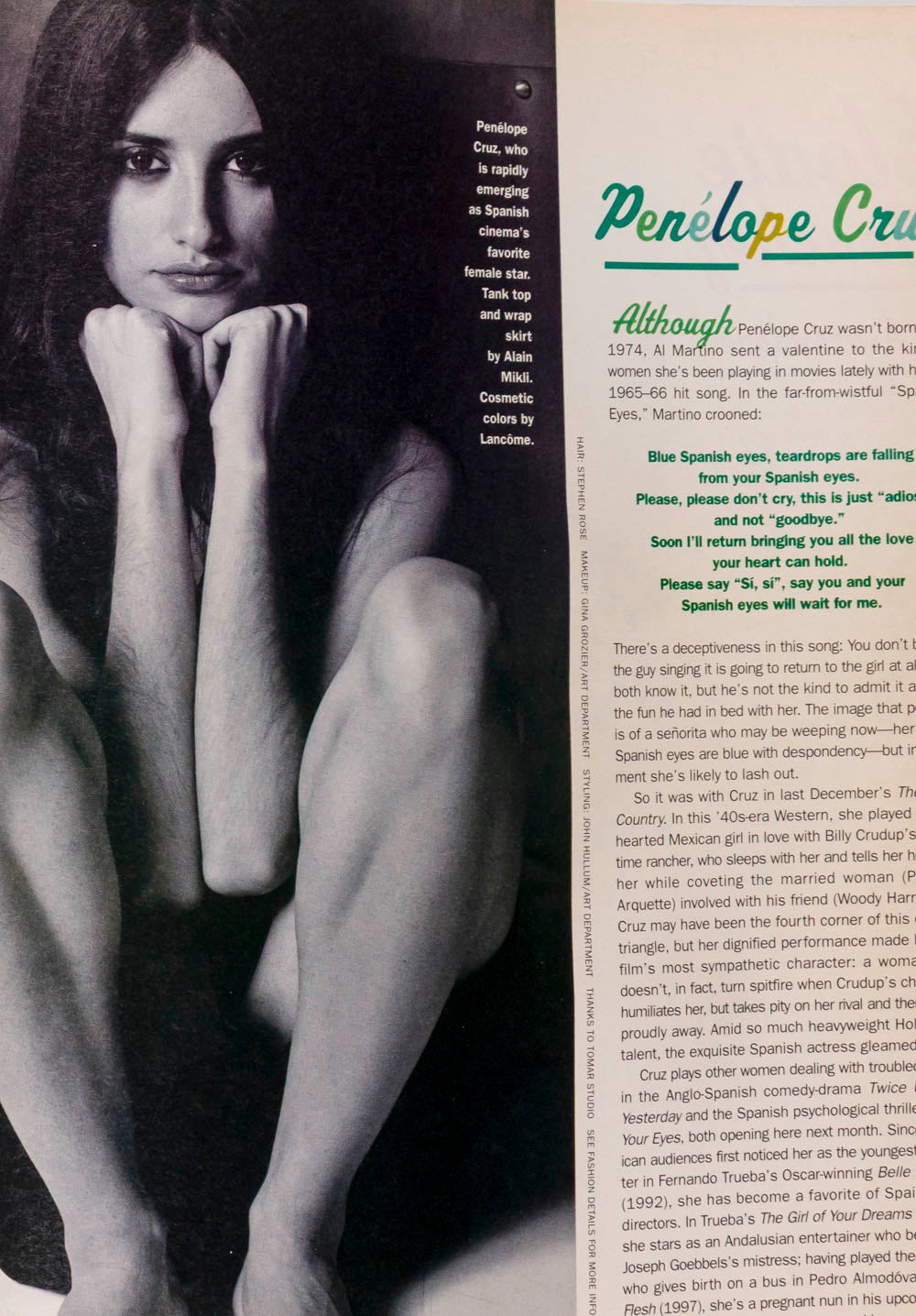 KATE MOSS Laetitia Casta PENELOPE CRUZ Interview magazine March 1999