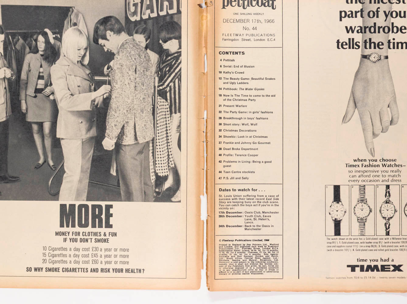 Samantha Juste TERENCE COOPER Biba LORD JOHN Petticoat magazine 17 December 1966