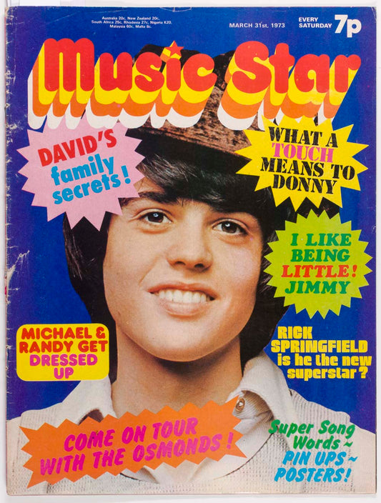 DONNY OSMOND Michael Jackson RICK SPRINGFIELD Music Star 13 March 1973