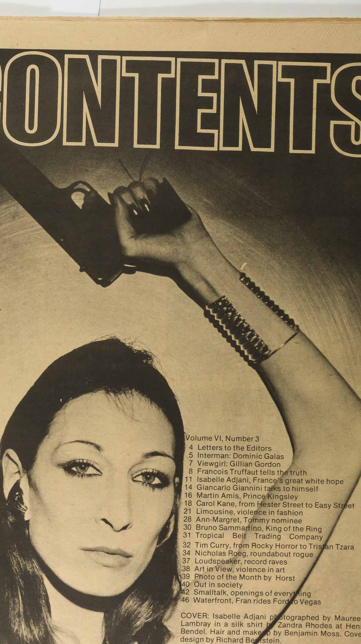 ISABELLE ADJANI Nic Roeg MARTIN AMIS Interview magazine March 1976