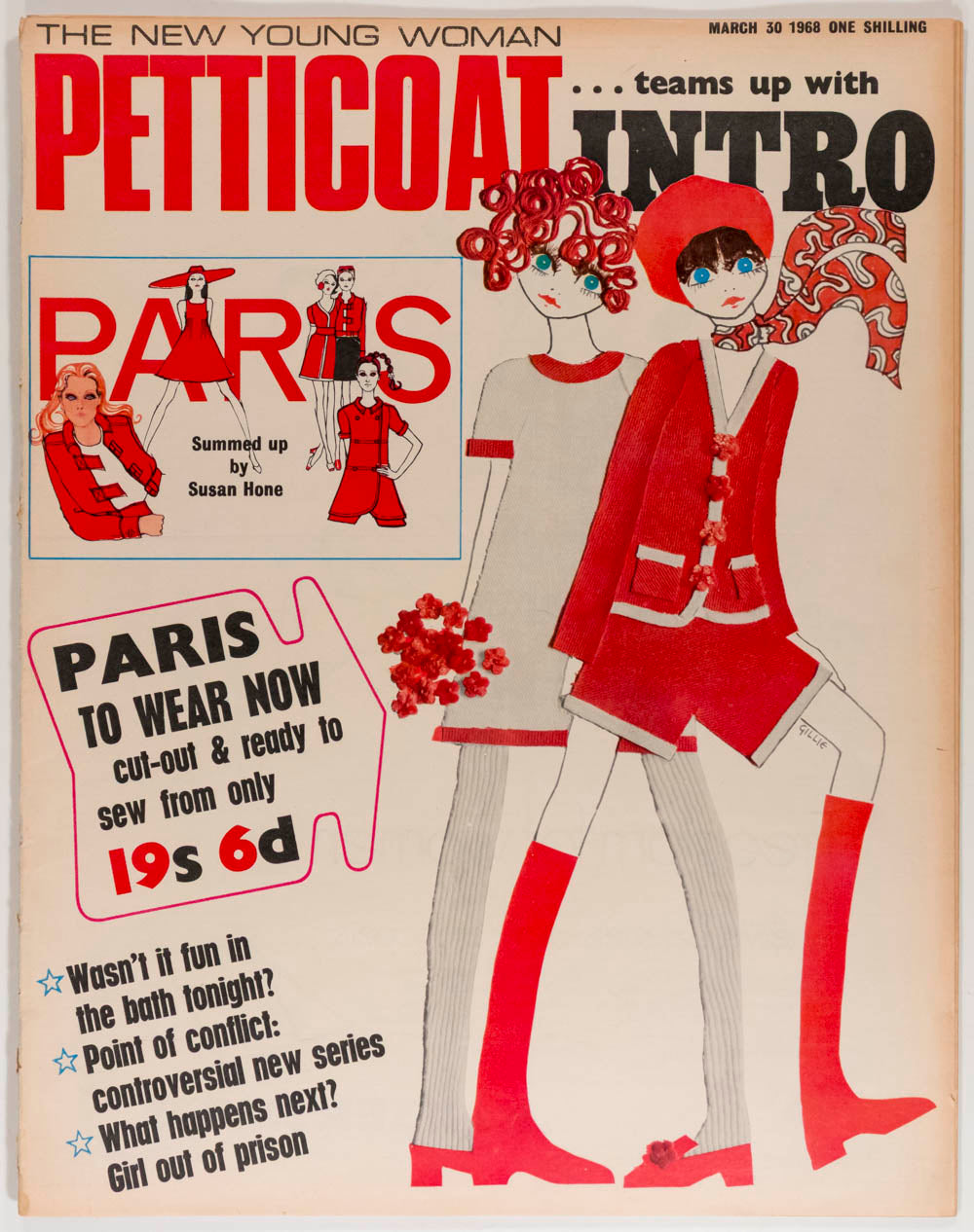 YSL May Routh PARIS COLLECTIONS Dior PETTICOAT magazine March 1968