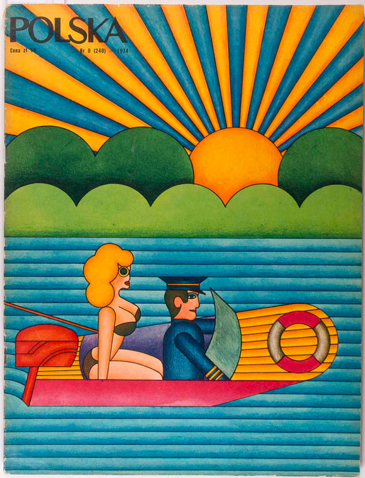 POLKSA Poland magazine August 1974 Illustrated Andrzej Krajewski