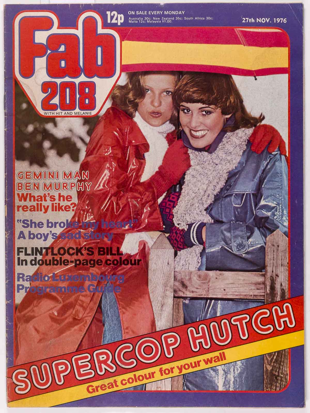 DAVID SOUL Ben Murphy JAMES HUNT Fab 208 magazine 27 November 1976 UK