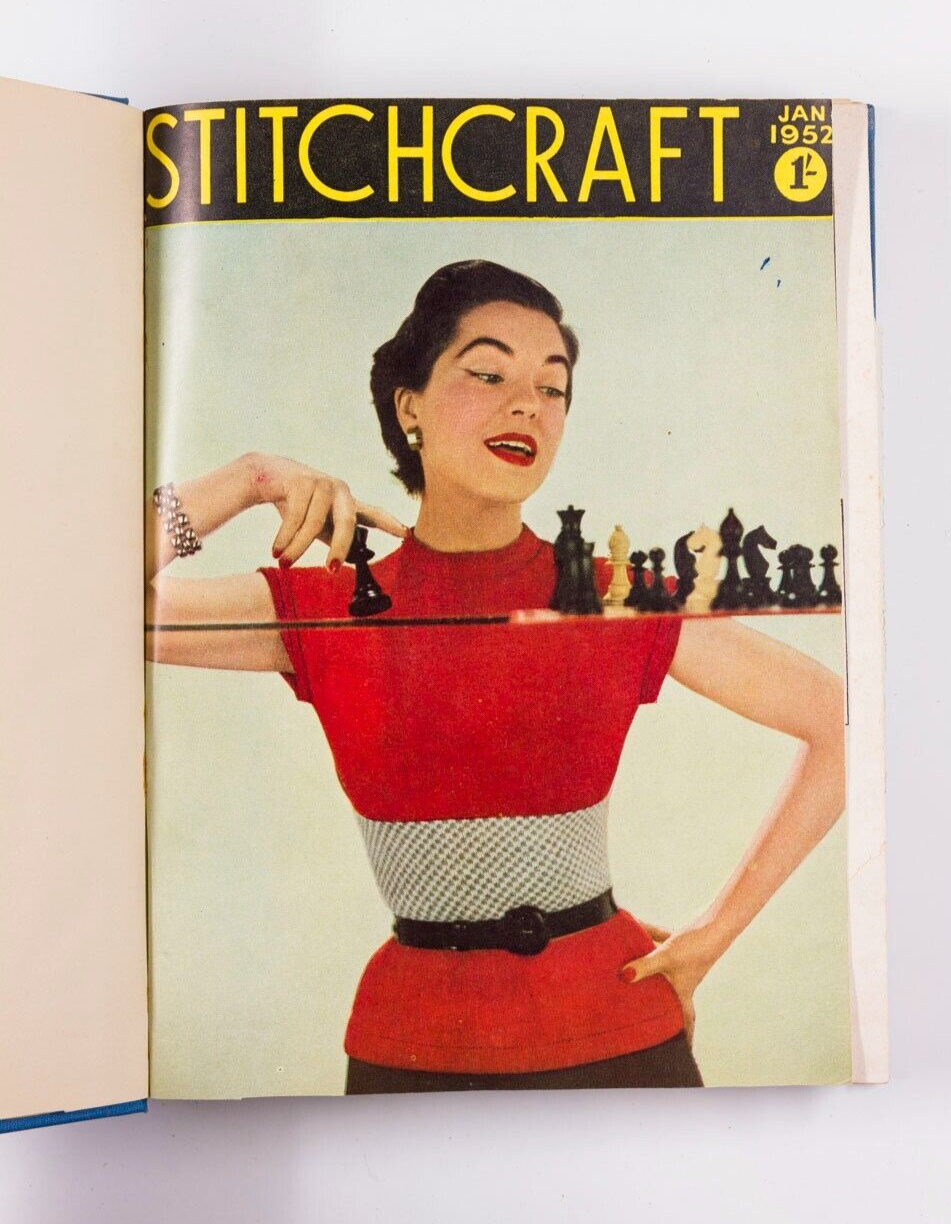 Stitchcraft PATTERN BOOK Jan-Dec 52 CORDEX BOUND VOLUME Knitting CRAFTS Toys VTG