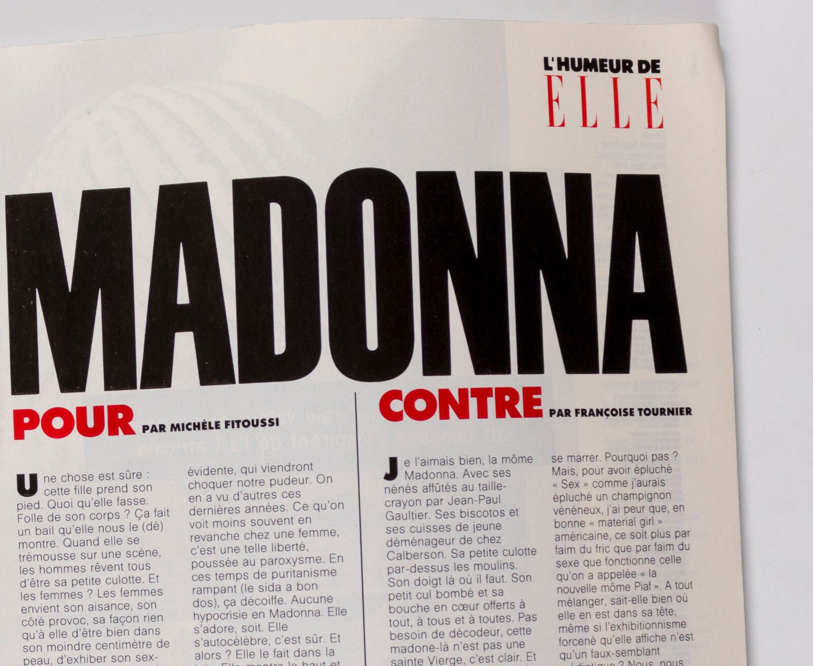 Madonna MEISEL Sex Book FRENCH ELLE magazine AMBER VALLETTA Jean Colonna SISLEY